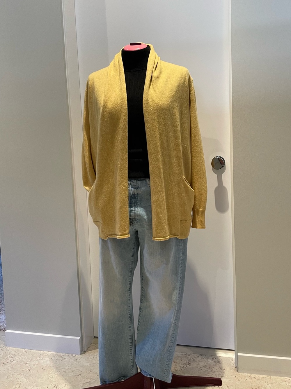 Aritzia, Wilfred Merino Wool Lightweight Mustard Open-Front Cardigan, Size M